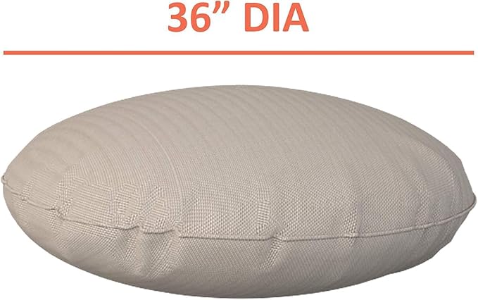 Covers & all Round Pillow Cover, Weather & UV Resistant Water Repellant Protector for Pillows Home Office Living Room Decor Chair Sofa Couch, with Zippers (36" Diameter x 5" H, Beige)