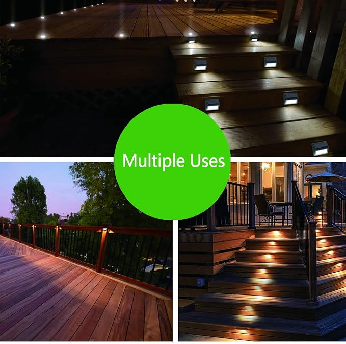 Solar Lights Outdoor, Waterproof Solar Powered Deck Step Lights for Patio Garden Backyard Garage Driveway Pathway Outside Wall Lighting (Cool White, 2 Pack)