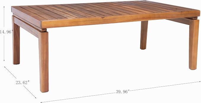 Christopher Knight Home Enya Outdoor Coffee Table, Acacia Wood Accent Table with Slatted Panel Design, Modern Patio Table for Garden Balcony, Low-Profile Table for Patio Furniture Set, Teak