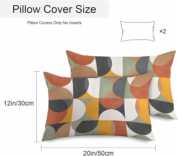 Vandarllin Outdoor Throw Pillows Covers 20x12 inch Set of 2 Waterproof Mid Century Geometric Decorative Zippered Cushion Covers for Patio Furniture, Abstract Modern Retro Lumbar Pillowcases