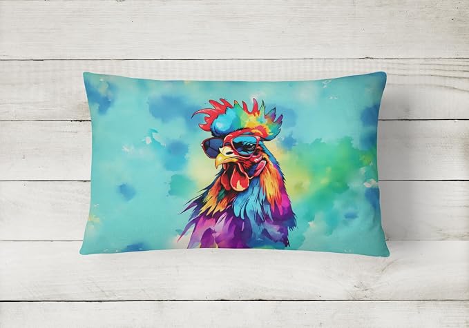 Caroline's Treasures DAC4040PW1216 Hippie Animal Rooster Throw Pillow Machine Washable, Indoor Outdoor Decorative Pillow for Couch, Bed or Patio, 12HX16W