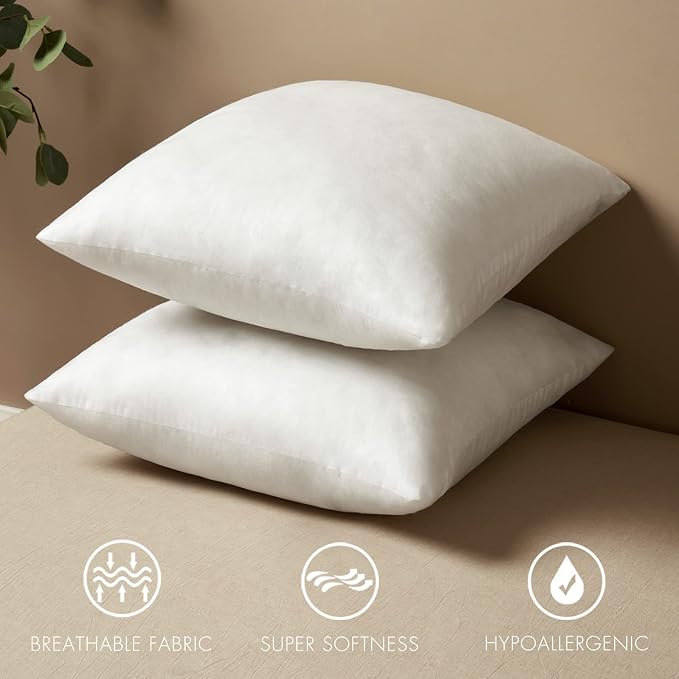 MIULEE Pack of 2 Decorative Outdoor Waterproof 16x16 Pillow Covers Yellow Bundle 18x18 Pillow Inserts Set of 2 Square Decorative Throw Pillows