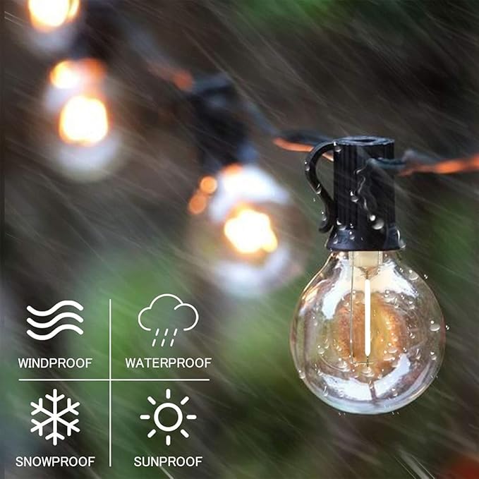 SUNTHIN Globe Outdoor String Lights, 27FT Patio Lights with 14 G40 Shatterproof LED Bulbs(1 Spare), Waterproof Hanging Lights String for Outside Backyard, Porch, Deck, Party, Garden