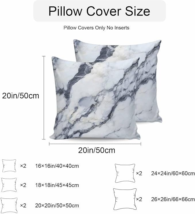 Abstract Marble Outdoor Pillow Covers 20x20 Inch Throw Pillow Covers Set of 2 Waterproof Decorative Pillow Cases Modern Ink Painted Aesthetics Luxury Cushion Covers for Patio Furniture Garden Couch