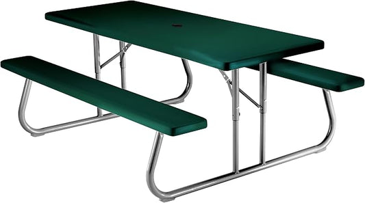 Lifetime 22123 Folding Picnic Table, 6 Feet, Hunter Green