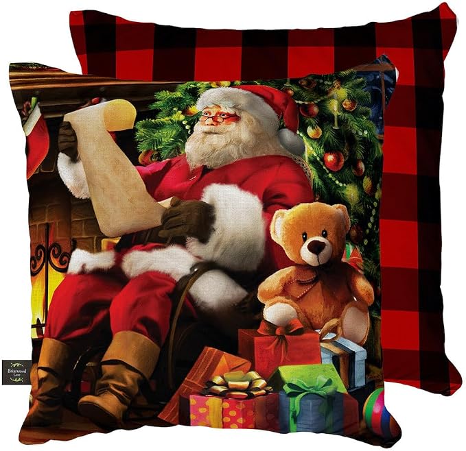 Briarwood Lane Indoor/Outdoor Pillow 17x17 Naughty Or Nice Christmas Decorative for Christmas Pillow