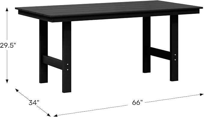 WestinTrends Ashore Outdoor Modern HDPE 66" Wide Rectangle Patio Dining Table for 6, Weathered Wood