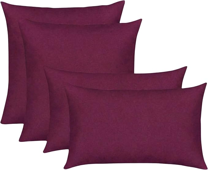 RSH DECOR: Sunbrella Lumbar & Square Pillows Set of 4 | 20" x 12" & 20" x 20" | Water and Fade-Resistant Performance Fabric | Outdoor Throw Pillows for Patio Furniture | Made in USA (Canvas Iris)