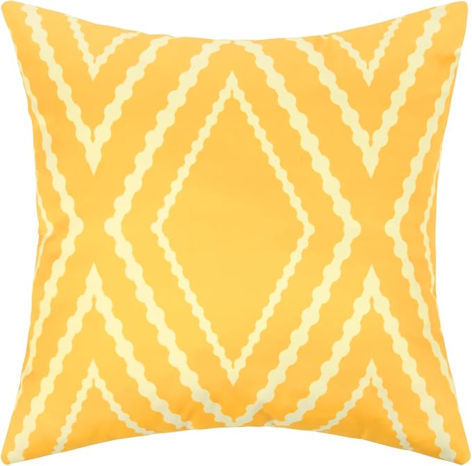 Adabana Outdoor Waterproof Pillow Covers 16x16 Yellow | Geometric Decorative Throw Pillow Covers Set of 2 for Patio, Garden, Porch, Farmhouse