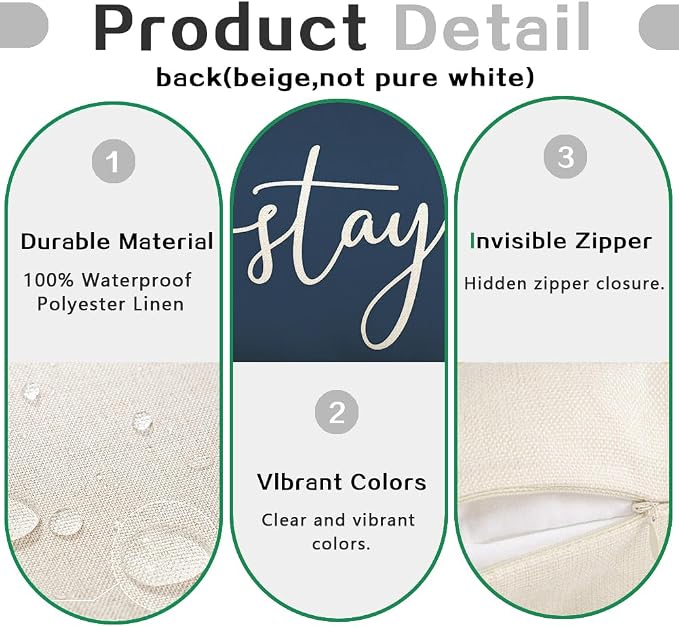RABUSOFA Blue Outdoor Pillow Covers 12x20 Waterproof Stay Cozy Decoration | Outdoor Patio Decoration, Waterproof & Durable Fabric, Machine Washable, Invisible Zipper, Not Insert