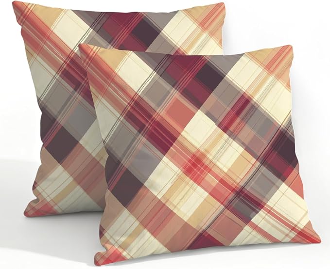 22x22 Inch Outdoor Pillow Covers Set of 2 Waterproof Throw Pillow Covers Decorative Couch Cushion Covers Buffalo Plaid Square Pillowcases Protectors for Patio Garden Sofa