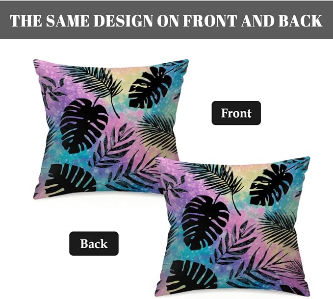 Waterproof Outdoor Pillow Covers Patio Throw Pillow Cases 18x18 Leaves | Decorative Throw Pillows Patio Cushion Covers Set of 2, Outdoor Pillow Inserts Cover for Couch Chair