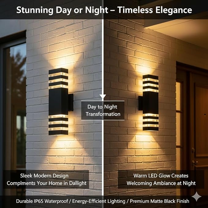 8Pack 15inch Outdoor LED Wall Lights,18W Outdoor Up&Down Wall Light Aluminum Body 4000K Day White Waterproof IP65 Outside Wall Lights 1800LM Outdoor Wall Mount Lights for Wall porch Garage Garden