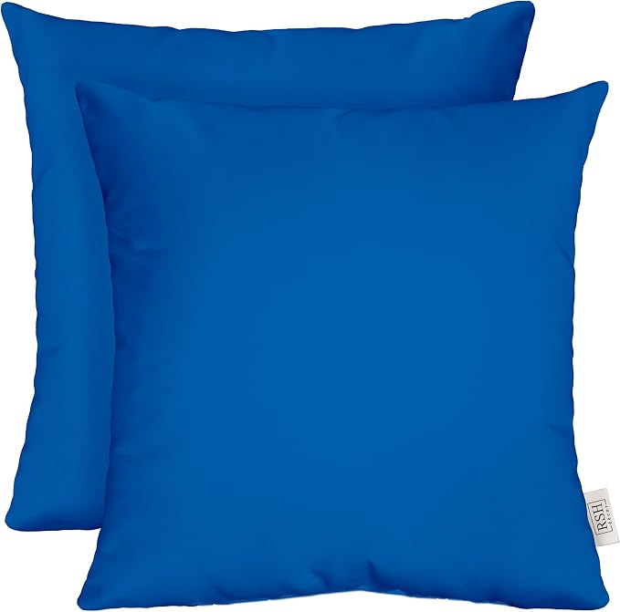 RSH DECOR: Sunbrella Square Throw Pillows Set of 2 | 20" x 20" | Water and Fade-Resistant Performance Fabric | Outdoor Pillow Covers with Down-Alternative Inserts | Canvas Pacific Blue