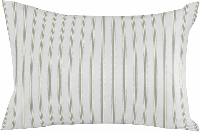 Outdoor Waterproof Throw Pillow Covers Set of 2 Sage Green Stripes Lumbar Pillowcases 20x12 Inches Vertical Striped Patio Decorative Pillows Cushion Case Patio Pillows for Couch Bed Chair Garden