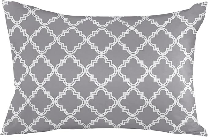 Outdoor Waterproof Pillow Covers for Patio Furniture Moroccan Pattern Decorative Throw Pillow Cover Geometric Trellis Grey Pillowcases Set of 2 Cushion Case for Sofa Couch Chair Home Decor 20x12 inch