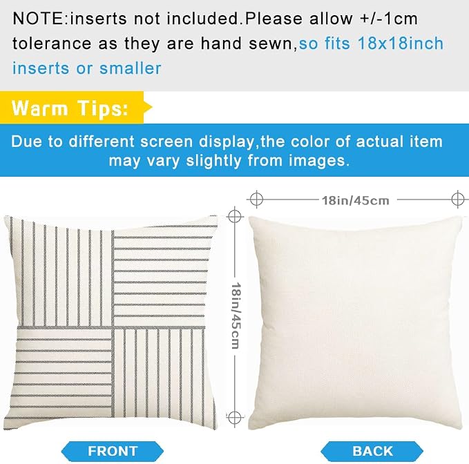RABUSOFA Outdoor Pillow Covers 18x18 Black Modern Geometry Decor Set of 4 | Chevron Zigzag,Not Insert,Waterproof Fabric,Machine Washable,Invisible Zipper,Decoration for Patio Furniture Sunbrella Couch