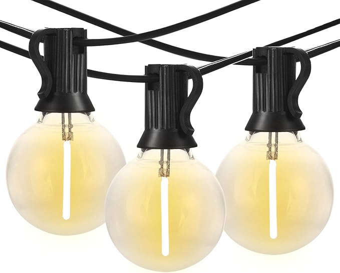 50FT G40 Globe String Lights with 26 Dimmable Plastic Bulbs, 2700K Waterproof Outdoor LED Lights for Patio, Porch, Cafe, Backyard, E12 Screw Base
