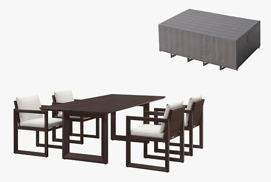 PURPLE LEAF Outdoor Dining Set for 4 with Waterproof Furniture Cover Aluminum Luxury Patio Furniture Table and Chairs Set with Removable Thick Cushion for Small Backyard Porch Garden Deck Pool, Bronze