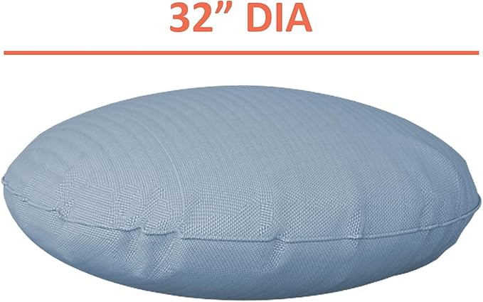 Covers & all Round Pillow Cover, Weather & UV Resistant Water Repellant Protector for Pillows Home Office Living Room Decor Chair Sofa Couch, with Zippers (32" Diameter x 5" H, Sky Blue)