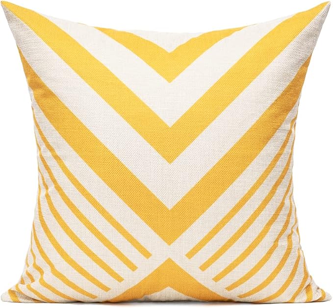 All Smiles Outdoor Waterproof Throw Pillow Covers 16X16 Set of 4,Yellow Decorative.Cushion Covers Boho Decorations Outside for Patio Furniture Porch Seat Chair Couch Sofa Living Room Geometric