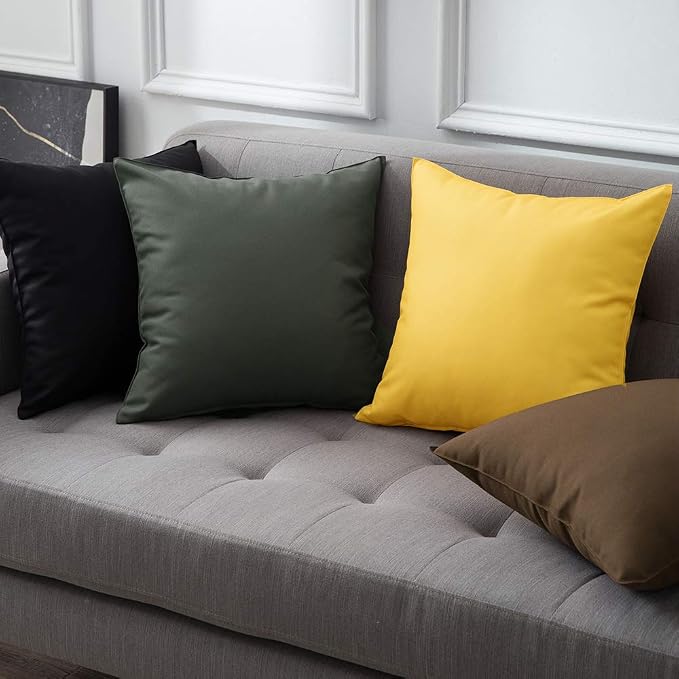 MIULEE Decorative Outdoor Waterproof Pillow Covers 18x18 Black | Decorative Patio Furniture,Pack of 2,Accent Square Soild Throw Pillow Covers,Summer Garden Tent Couch Sofa