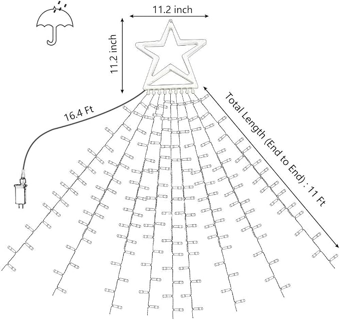 Christmas Decorations, Outdoor Christmas Lights, 320 LED Outdoor Christmas Tree String Lights with 12" Star Toppers [8 Modes& Waterproof] for Xmas New Year Holiday Decor (Multicolor)