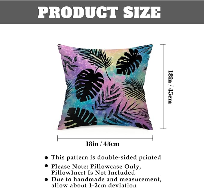 Waterproof Outdoor Pillow Covers Patio Throw Pillow Cases 18x18 Leaves | Decorative Throw Pillows Patio Cushion Covers Set of 2, Outdoor Pillow Inserts Cover for Couch Chair