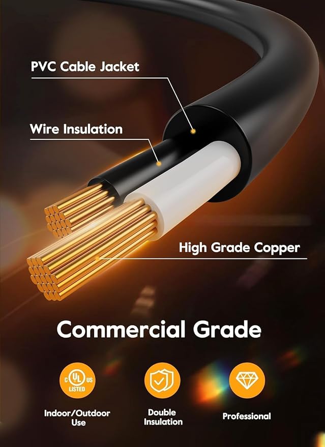 Brightown Outdoor String Lights, 50FT 15 Bulbs Shatterproof Patio Lights | IP65 Waterproof Dimmable Hanging Connectable LED Outdoor Lights for Backyard, Bistro, Porch, Deck, Balcony