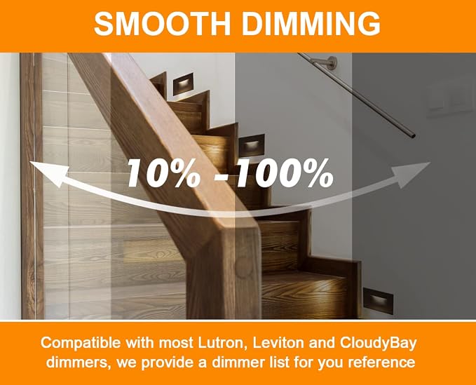 CLOUDY BAY 120V Dimmable LED Step Light,3000K Warm White 3W 100lm,Indoor Outdoor Stair Light,Oil Rubbed Bronze,3 Pack