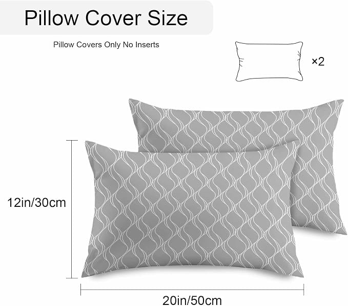 Grey White Stripes Outdoor Pillow Covers 20x12 Inch Lumbar Pillow Covers Set of 2 Waterproof Decorative Throw Pillow Cases Simple Geometric Modern Monochrome Cushion Covers for Patio Furniture Garden