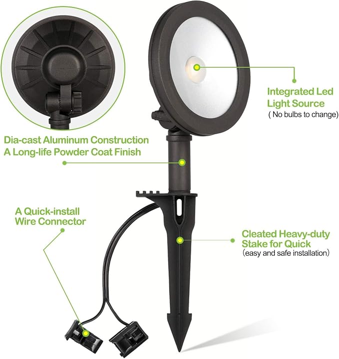 hykolity Low Voltage LED Landscape Wall Wash Light, 12V Outdoor Spotlight | Die-Cast Aluminum, Waterproof Pathway Lights, 7.4W 430LM, Black Outdoor Landscape Lighting for Tree, Building, 6 Pack