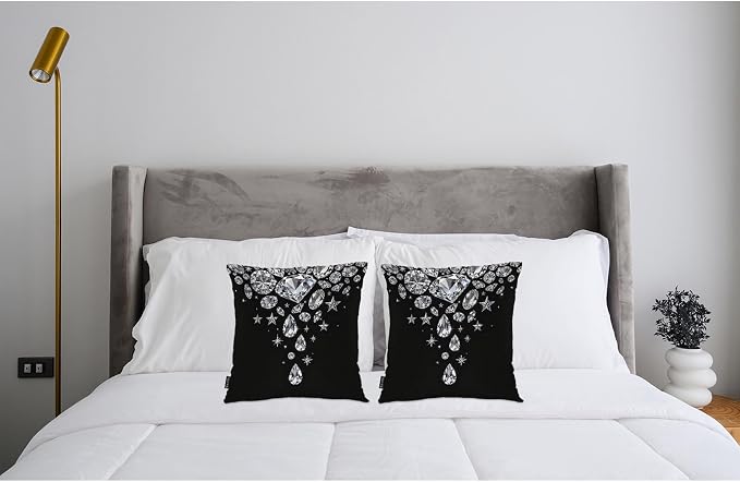 Swono Gems Print Square Pillow Covers Cushion Covers, Diamond Print 18 X 18 Inch Set of 2 Throw Pillow Cover Couch Pillowcases Home Decorative for Couch Sofa Car Bedroom, No Insert