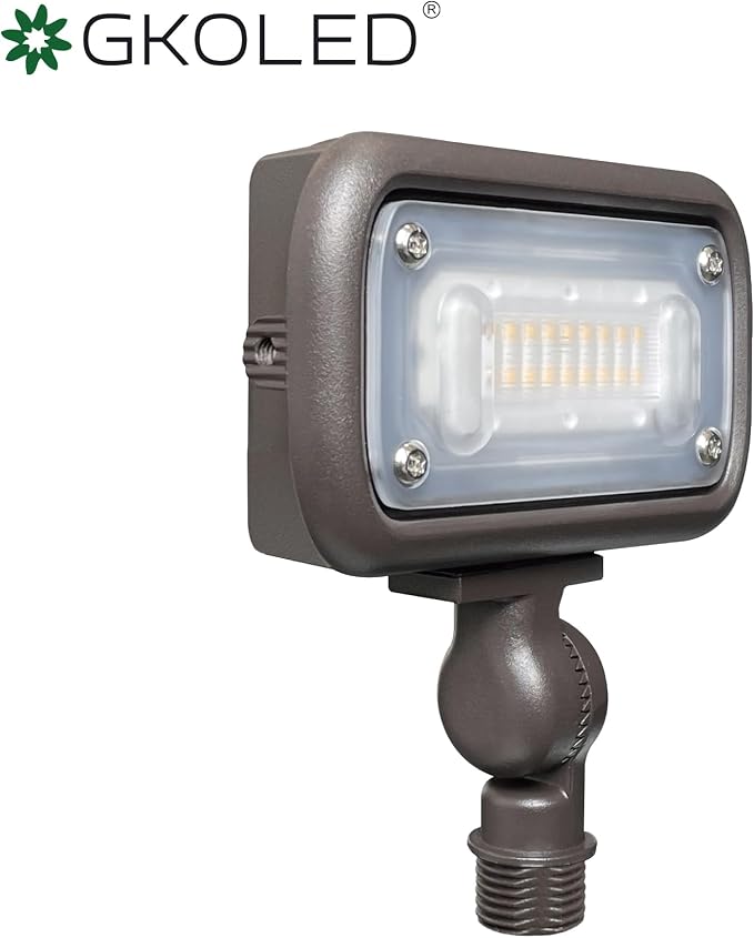 7W Outdoor LED Low Voltage Landscape Lighting Flood Light, 2700K, 550Lumen, 9-15V AC/DC, 1/2" Adjustable Knuckle Mount