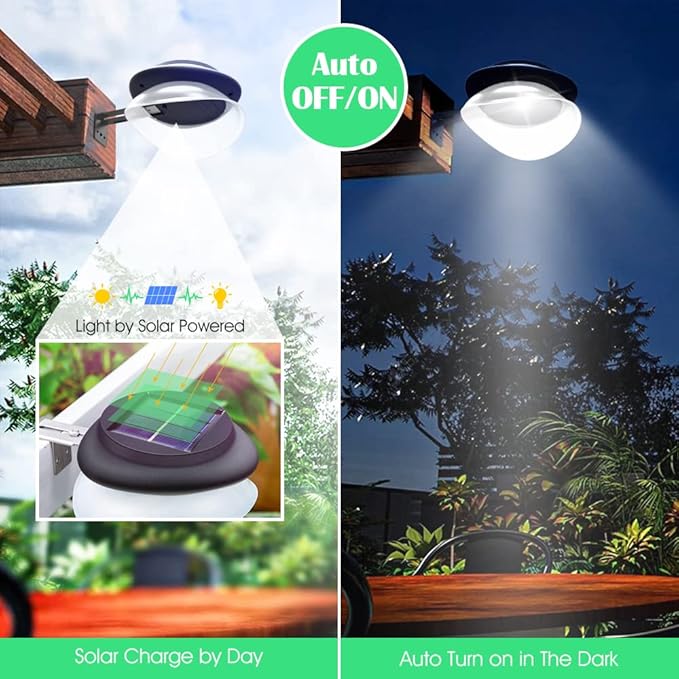DBF Outdoor Solar Gutter Lights - Solar Fence Lights Outdoor Waterproof LED Deck Lighting Wall Mount Decorative Auto On/Off for Eaves Yard Garage Garden Deck Patio Railing (6 Pack)