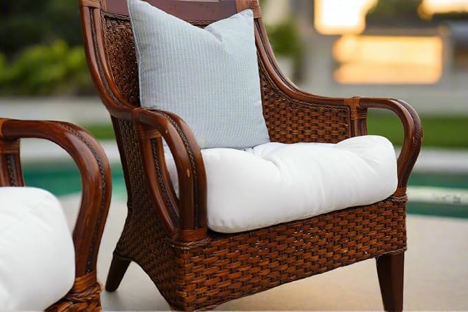 RSH DECOR: Sunbrella Tufted Wicker U-Shape Cushions Set of 2 | 22” x 22” | Outdoor Seat Cushions for Patio Furniture| Crafted with Sunbrella Performance Fabric | Canvas Forest Green
