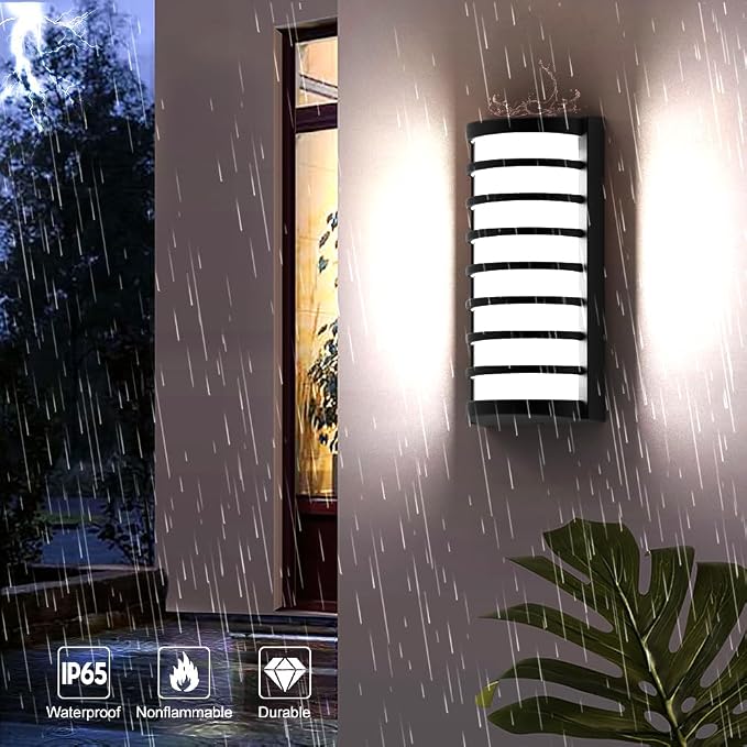 Modern Outdoor Wall Sconce Lights,LED Exterior Wall Light Fixtures,6000k Cool White Wall Mounted LED Lamps,Black Porch&Patio Light for House,IP65 Waterproof for Hallway Stairs Gardens(6000k)