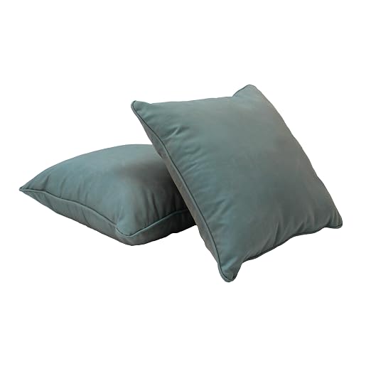 Factory Direct Partners Presidio 18" x 18" Square Decorative Throw Pillow Set with Piping for Indoor/Outdoor Furniture UV, Fade, Weather-Resistant Olefin Fabric (2-Pack) - Dusty Turquoise, 13810-137