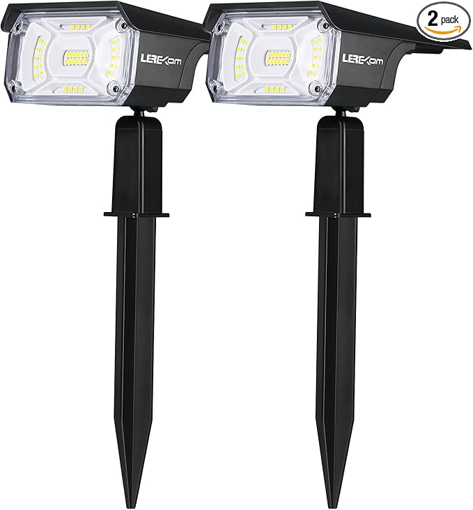 LEREKAM Solar Spot Lights, IP65 Waterproof 40 LEDs Landscape Spotlights,USB & Solar Powered Wall Lights Dark Sensing Auto On/Off,3 Modes Outdoor Solar Garden Lights for Yard Porch 2 Pack