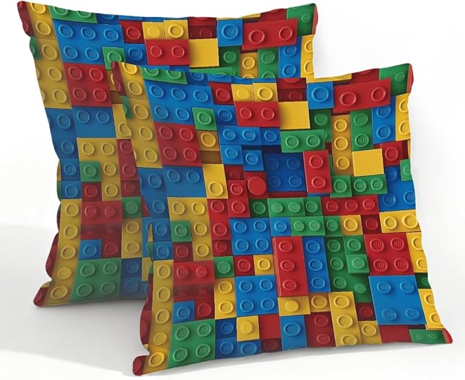 22x22 Inch Outdoor Pillow Covers Set of 2 Waterproof Throw Pillow Covers Decorative Couch Cushion Covers Colorful Block Square Pillowcases Protectors for Patio Garden Sofa