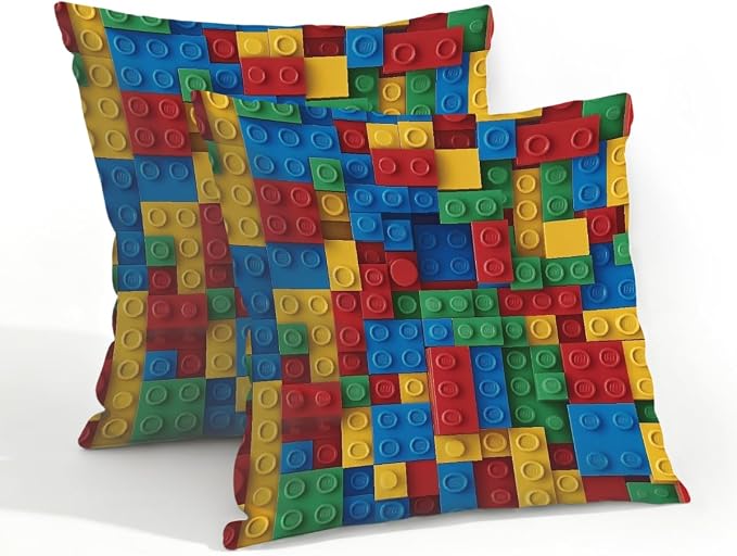 20x20 Inch Outdoor Pillow Covers Set of 2 Waterproof Throw Pillow Covers Decorative Couch Cushion Covers Colorful Block Square Pillowcases Protectors for Patio Garden Sofa