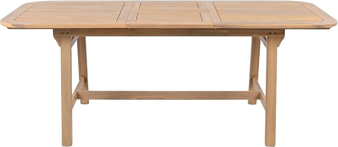 Christopher Knight Home Hawes Acacia Wood Extendable Dining Room Table for 4-6, Wooden Rectangular Extendable Dining Table, Solid Wood Farmhouse Outdoor Kitchen Table, Light Teak