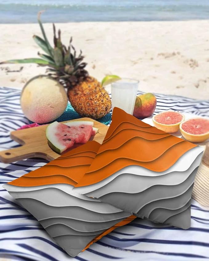 Outdoor Pillows 24x24 Waterproof Outdoor Pillow Covers Orange Gray Ombre Polyester Throw Pillow Covers Garden Cushion Decorative Case for Patio Couch Decoration Set of 2 Gradual Texture