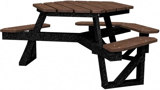 Frog Furnishings Hex Table Bench, Portable Outdoor, for All Weather, Backyard, Dining Party, Patio, Also for School, College, Park, Playground, Swimming Pool