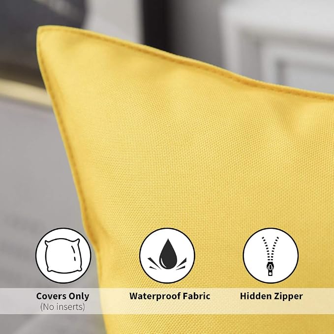 MIULEE Pack of 4 Outdoor Waterproof Pillow Covers Chenille Pillow Covers 18x18 Inch