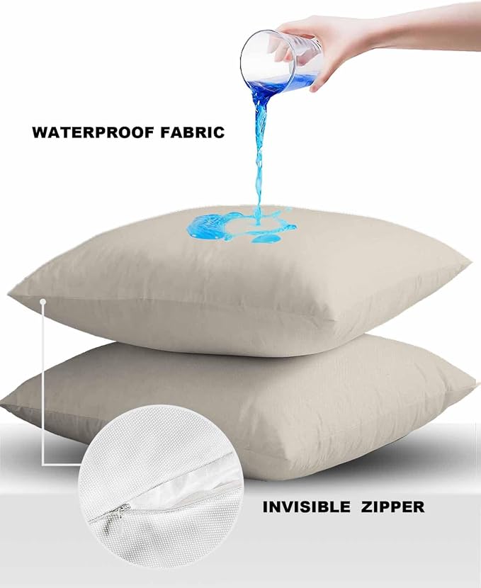 Outdoor Waterproof Throw Pillow Covers Set of 2 Swan White Pillowcases 16x16 Inches Simple Style Patio Decorative Pillows Cushion Case Patio Pillows for Couch Bed Chair Garden
