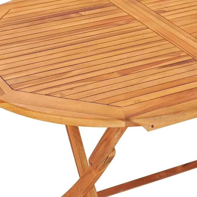 vidaXL Solid Teak Wood 7 Piece Folding Patio Dining Set Weather Proof Garden Table Chair Furniture Set Backyard Terrace Porch Poolside Home