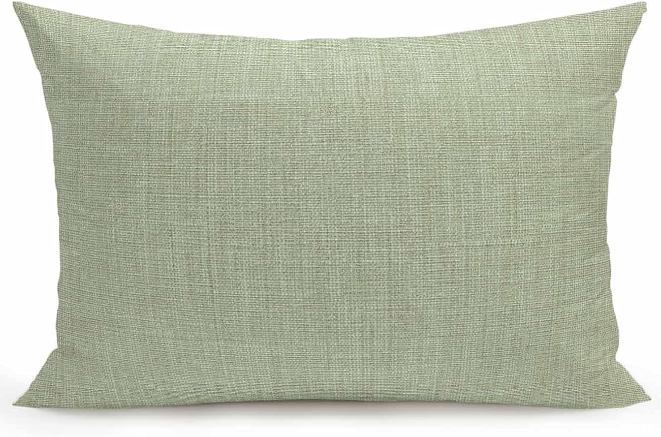 Outdoor Waterproof Throw Pillows Vintage Sage Green Linen Style Patio Pillows,Decorative Pillow Covers with Insert,Pillow Cushion Case for Garden Couch Sofa Country Pastoral Solid Color