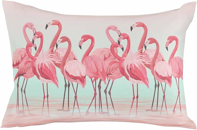 Outdoor Waterproof Throw Pillow Covers Set of 2 Pink Flamingo Lumbar Pillowcases 20x12 Inches Tropical Animal Ombre Teal Patio Decorative Pillows Cushion Case Patio Pillows for Couch Bed Chair Garden