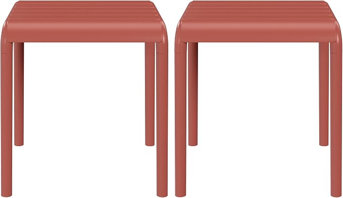 WestinTrends Playa Plastic Modern Outdoor Patio Accent Side Tables (Set of 2), Red